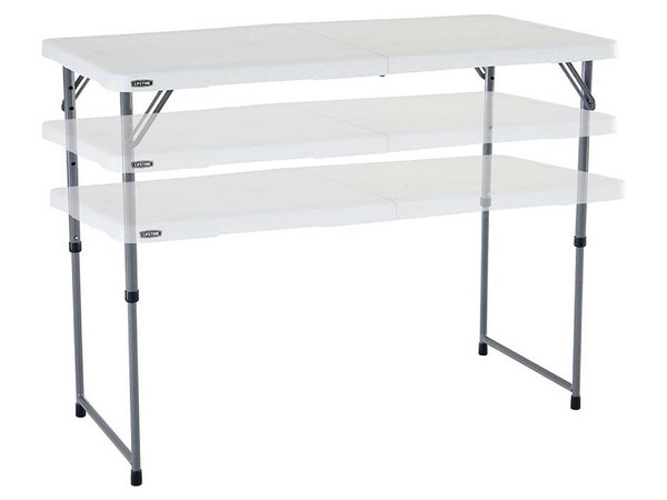 Mesa Plegable Lifetime 4428, Rectangular, Resistente a Manchas y Clima, Color Gris.