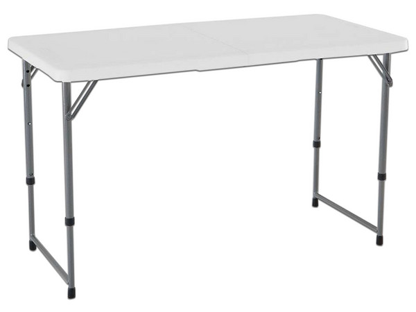 Mesa Plegable Lifetime 4428, Rectangular, Resistente a Manchas y Clima, Color Gris.