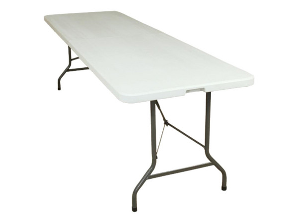 Mesa plegable y portátil MODAMOB ZL-Z244-80, tipo portafolio, 2.44m. Color Blanco.