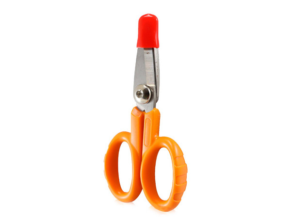 Tijeras para Corte de Kevlar en Cables de Fibra Óptica Enson ENS-FOKC con Hoja de Acero. Color Naranja y Plata.