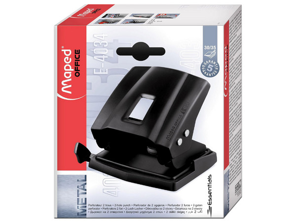 Perforadora Essentials Maped 403411, 2 Orificios. Color Negro.