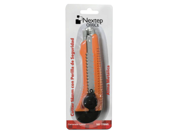 Cutter Plástico Nextep, Navaja de 18mm, color naranja.