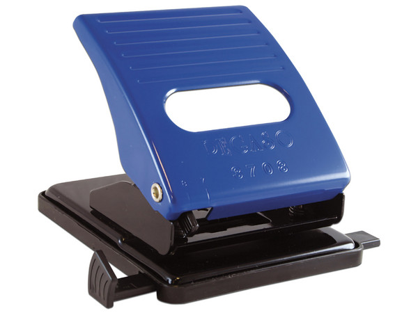 Perforadora AZOR Pegaso 3708, 2 Orificios, Distancia de 7 y 8cm. Color Azul.