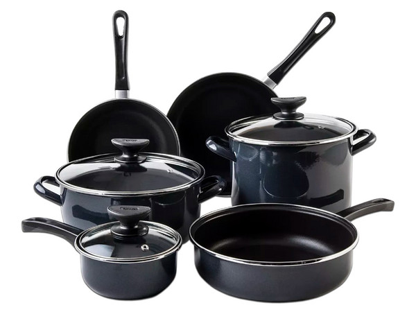 Batería de Cocina Cinsa Mega Óptima de 9 piezas, Color Negro.