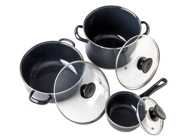 Batería de Cocina Cinsa Mega Óptima de 9 piezas, Color Negro.