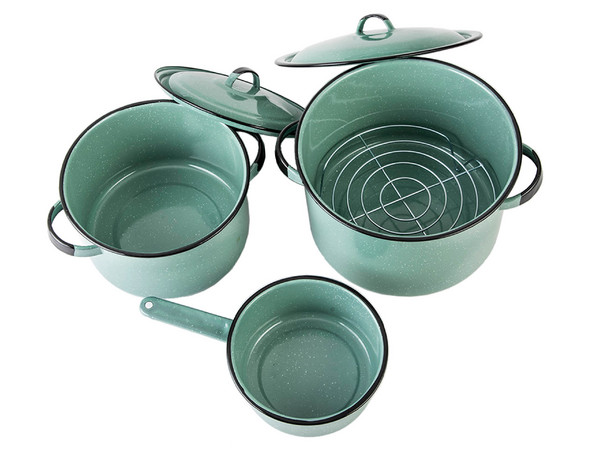 Batería de Cocina Cinsa Yaqui 321000, 13 Piezas, Peltre con Recubrimiento Vitrificado. Color Verde Jade.