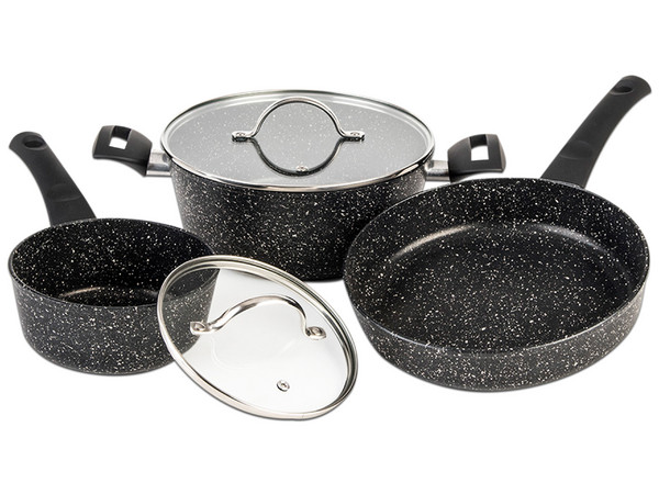 Batería de Cocina Cinsa Forta Roca, 5 Piezas, Aluminio, color Negro.