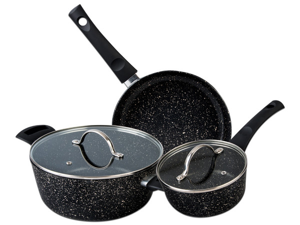 Batería de Cocina Cinsa Forta Roca, 5 Piezas, Aluminio, color Negro.