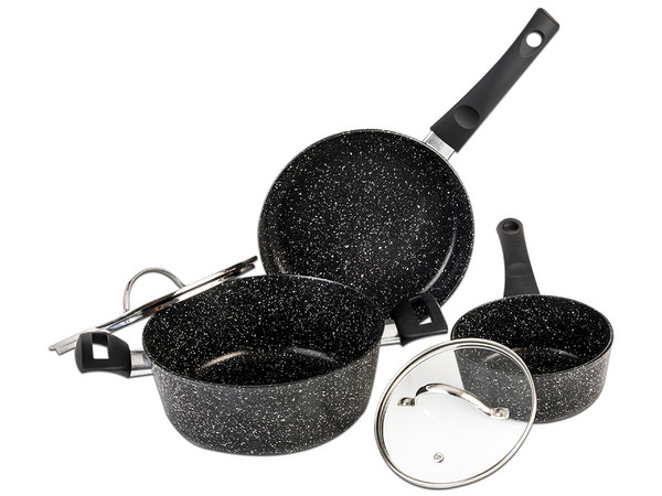 Batería de Cocina Cinsa Forta Roca, 5 Piezas, Aluminio, color Negro.