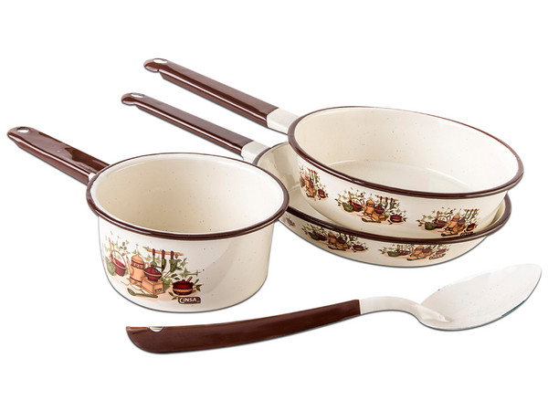 Batería de Cocina Cinsa Armonía, 14 Piezas, Peltre, color Crema.
