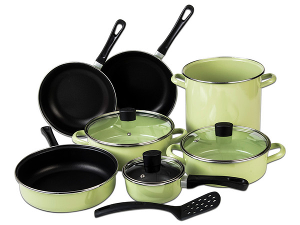 Batería de Cocina Cinsa Pontevedra de 11 Piezas, Tapas de Vidrio, Color Verde.
