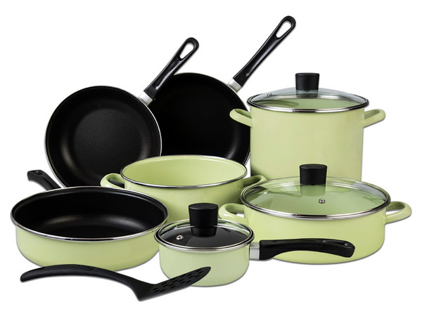 Batería de Cocina CINSA Pontevedra Verde Manzana de 11 piezas, Antiadherente, Color Verde.