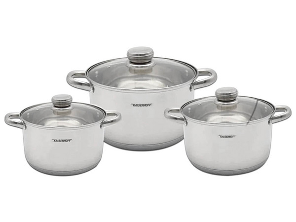 Set Ollas Queen Sense de 6 piezas con tamaños de 22, 24 y 26 cm AI SOA026-00
