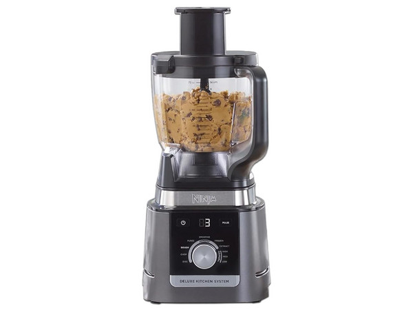 Licuadora y Procesadora Ninja Deluxe CO905KS de 1600W, 7 Programas, 2 Vasos de 700 ml, Procesador de 2.6 Litros. Color Negro.