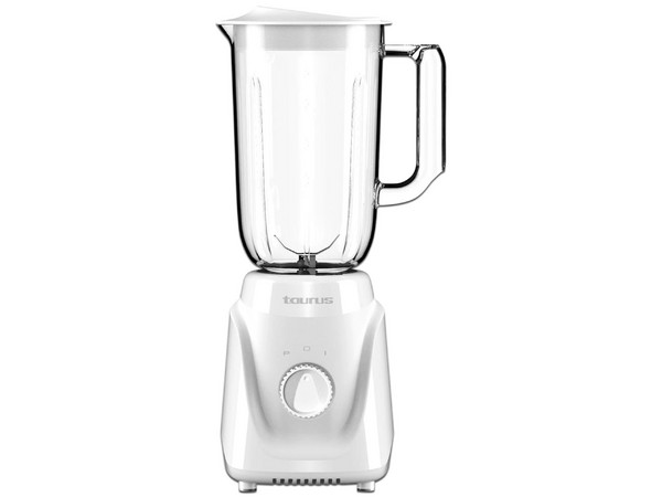Licuadora Taurus Menina: 300W, 2 velocidades, vaso de vidrio de 1L, cuchillas de acero inoxidable desmontables, sistema Easy Fit, ideal para batidos y mezclas.