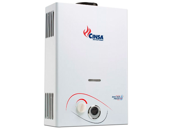 Boiler de Paso CINSA CIN-13 B, Gas Natural, 13 Litros, con Display. Color Blanco