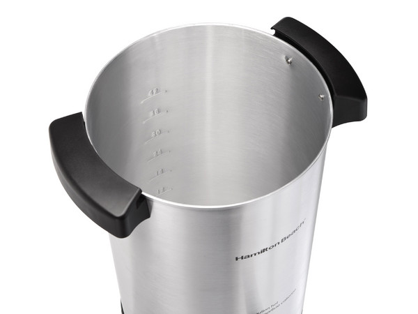 Cafetera Hamilton Beach 40515R, 45 Tazas, Acero Inoxidable, Medidor de Agua, Auto Apagado. Color Plata.