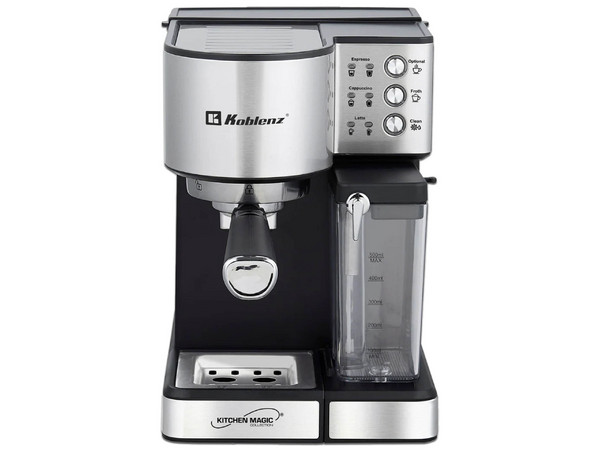 Cafetera Koblenz CKM-1350, Con Dispensador de leche de 500ml, 1350W, Acero Inoxidable, Color Plateado.