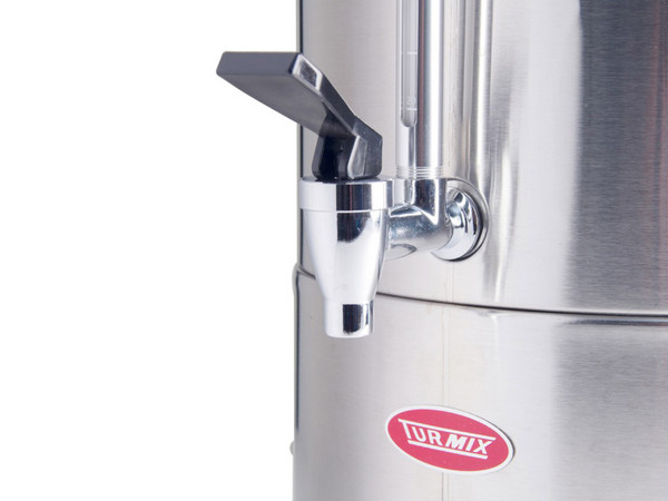 Cafetera Percoladora TURMIX PER100, 100 Tazas, Acero Inoxidable, Medidor de Agua, Auto Apagado. Color Plata.