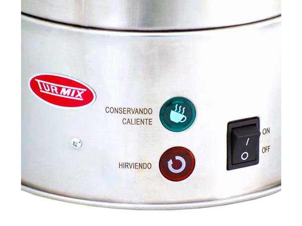 Cafetera Percoladora TURMIX PERC50, 50 Tazas, Acero Inoxidable, Medidor de Agua, Auto Apagado, Color Plata.