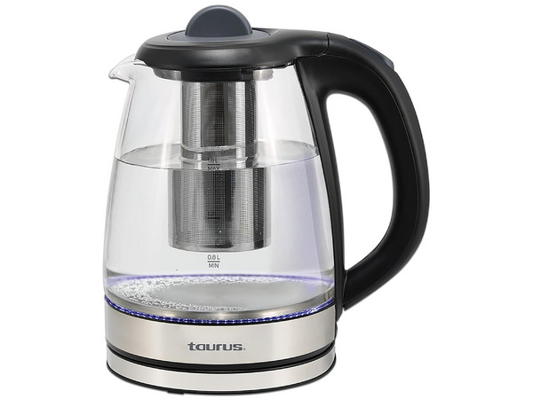 Hervidor de Agua Tauros WONDER de 1000W, 1.8L, Color Negro.
