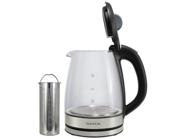 Hervidor de Agua Tauros WONDER de 1000W, 1.8L, Color Negro.
