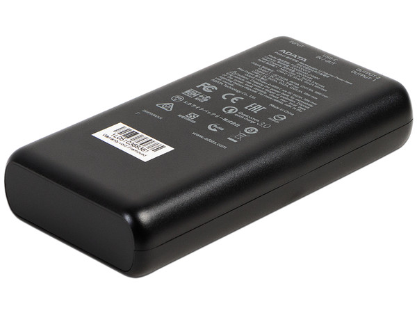 Batería Portátil recargable ADATA P20000QCD Power Bank de 20,000 mAh, Color Negro. (Caja abierta)