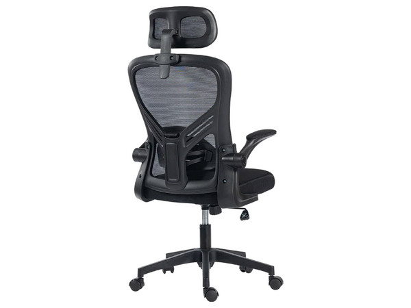 Silla para Oficina Flux Base EC343HR, Reposabrazos Abatibles, Soporta hasta 100Kg, Color Negro. (Caja abierta)