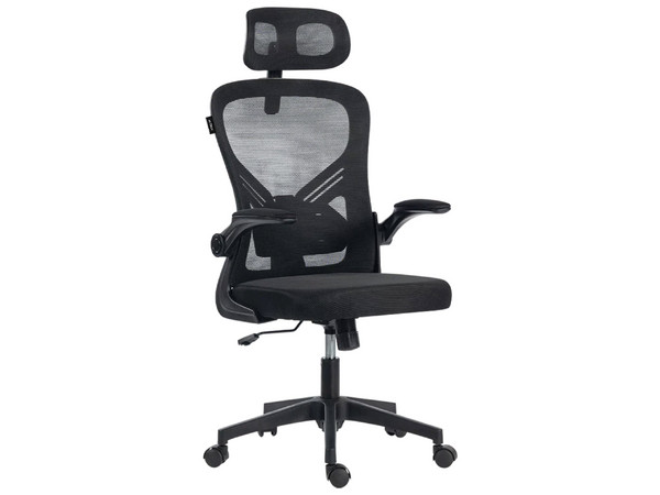 Silla para Oficina Flux Base EC343HR, Reposabrazos Abatibles, Soporta hasta 100Kg, Color Negro. (Caja abierta)