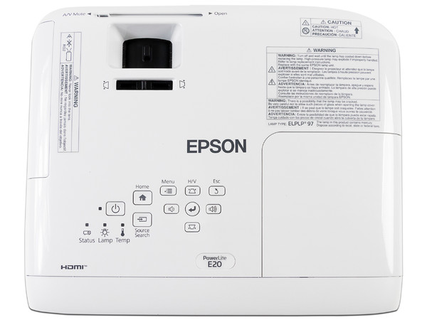 Proyector Epson PowerLite E20 3LCD, Resolución de 1024 x 768, Contraste 15,000:1 y 3,400 ANSI-Lumens. (Caja abierta)
