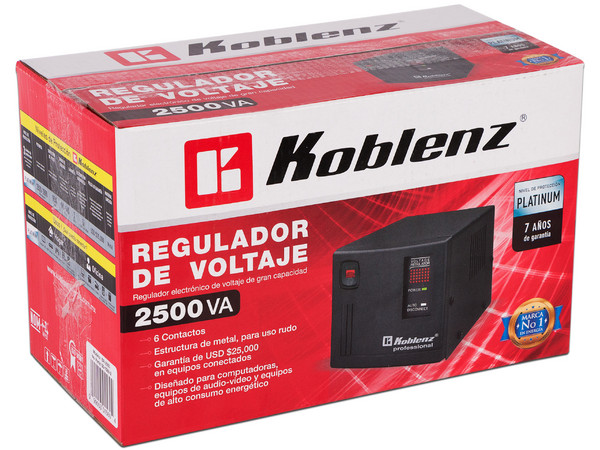 Regulador Koblenz ER-2550 2500VA/2000W con 6 contactos. (Caja abierta)