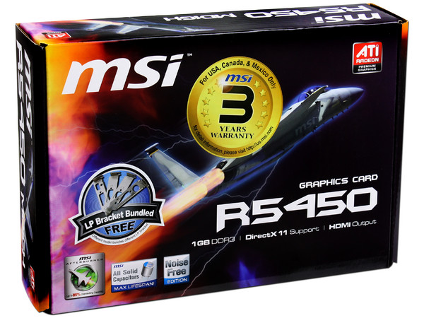 Tarjeta de Video MSI AMD Radeon R5450, 1GB DDR3, HDMI, DVI. Puerto PCI Express 2.1
