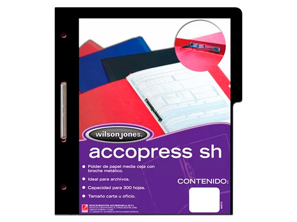 Carpeta Acco Press T3 SH-943 tamaño Carta, 10 piezas. Color Negro.