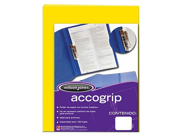 Folder ACCO Brands P0974 Accopress Tamaño Oficio con Broche, Color Amarillo.
