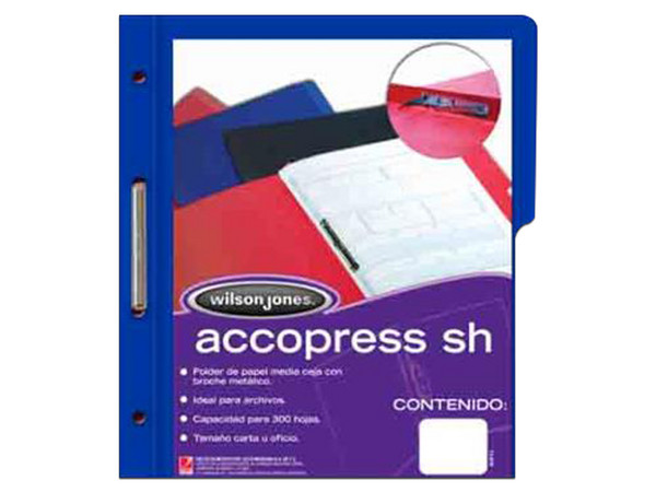 Carpeta Acco Press P4554, Tamaño Carta, Color Azul Obscuro, 10 piezas.