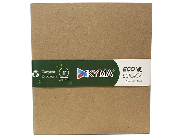 Carpeta Rígida KYMA Kraft CEKKRHO-100-KRF de 1 pulgada, Tipo Carta, 3 Aros, Capacidad de Hasta 200 Hojas. Material Reciclado.