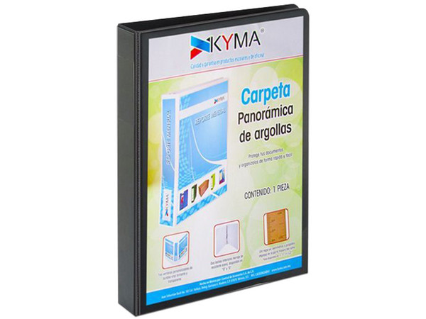 Carpeta de Vinil Kyma, Tamaño Carta, Hasta 225 Hojas, Color Negro.