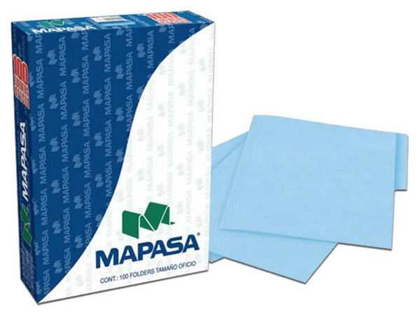 Folders Mapasa Azul Oficio, Caja con 100 Piezas.
