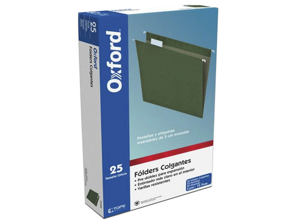 Carpeta Colgantes Oxford 91535X, Tamaño Oficio. Color Verde.