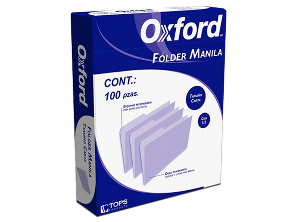 Fólder tamaño Carta Oxford, Paquete de 100 Piezas.