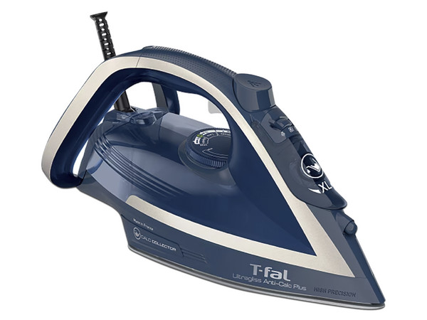 Plancha de Vapor T-Fal FV6843X0, Suela de cerámica Ultragliss Anti-Calc Plus, 1800W. Color Azul.