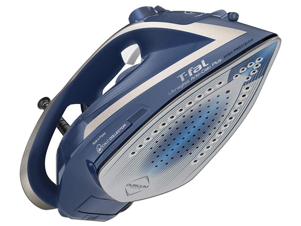 Plancha de Vapor T-Fal FV6843X0, Suela de cerámica Ultragliss Anti-Calc Plus, 1800W. Color Azul.