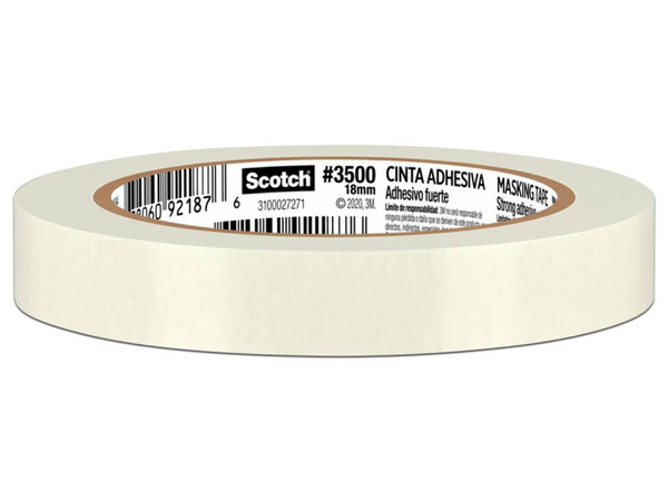 Cinta Masking Tape 3M 3500 Scotch, 18mm x 40 m, Adhesivo Papel Crepado, 1 Pieza