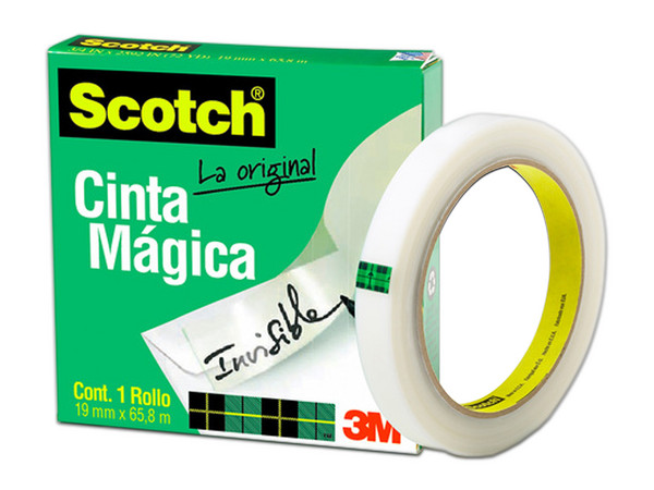 Cinta Adhesiva Scotch 3M Mágica 810, 24mm x 65m, 1 pieza.
