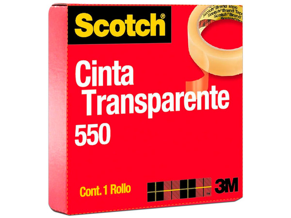 Cinta Adhesiva 3M 550 de 13mm x 33m, Transparente.