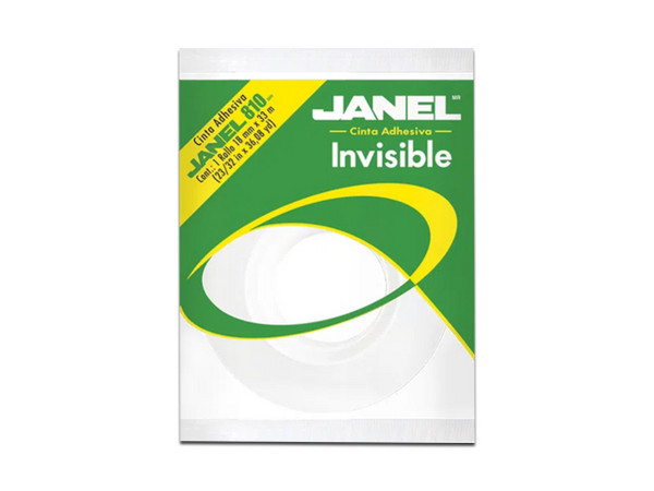Cinta Adhesiva Janel Invisible 810, 18mm x 33m, Bolsa con 1 Pieza.