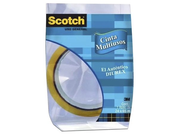Cinta Scoth 3M Economica de 24mm x 65m, 1 Pieza.