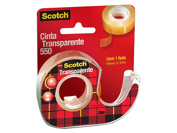 Cinta Adhesiva 3M 550, Scotch, Con despachador, 12mm x 30m, 1 pieza.