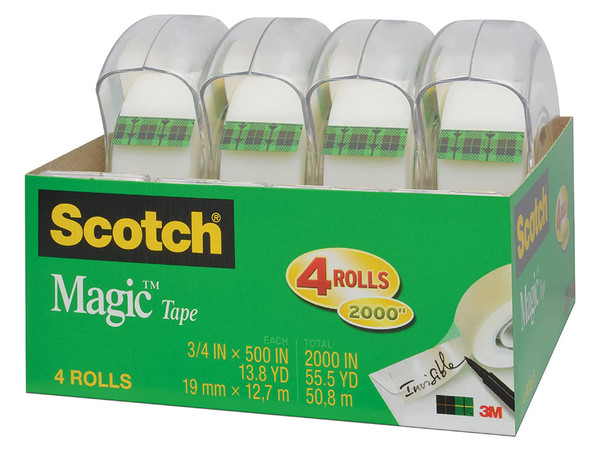 Cinta Mágica Scotch Modelo 810, Con Despachador, 4 Pzas, 19 mm x 12.7 m.