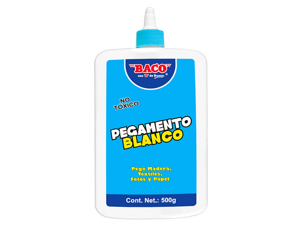 Pegamento Blanco Baco de 500 gramos es un adhesivo versátil y confiable, ideal para aplicaciones escolares y de oficina. 